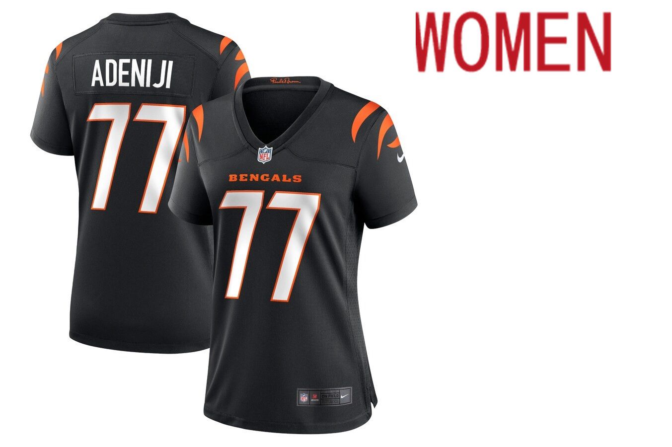 Women Cincinnati Bengals 77 Hakeem Adeniji Nike Black Game NFL Jersey